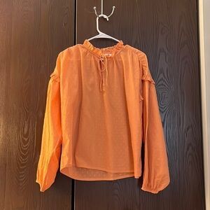 Cleobella 100% organic cotton orange, long sleeved blouse. Size Medium.